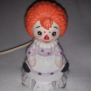Raggedy Ann Ceramic Night Light Vintage 1970s